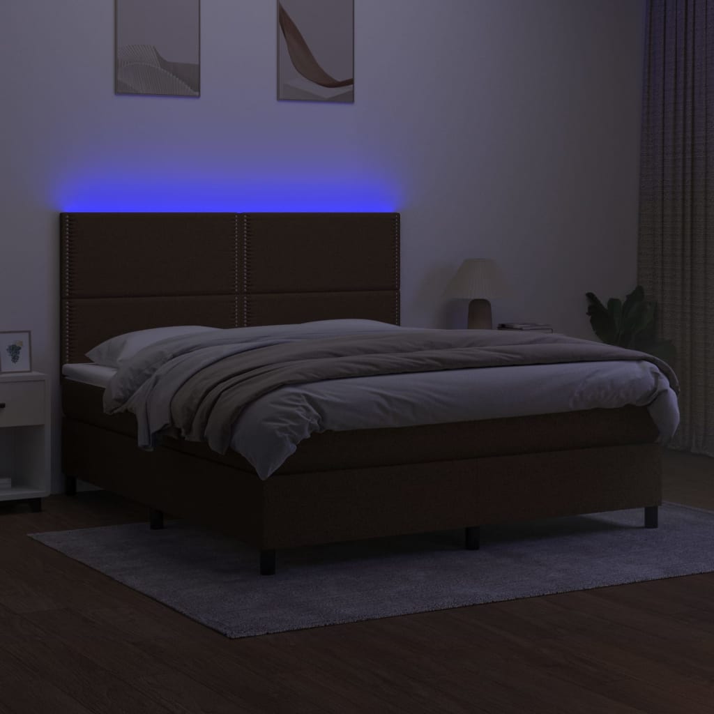 Sommier à lattes de lit matelas et LED Marron foncé 180x200cm - XIOS