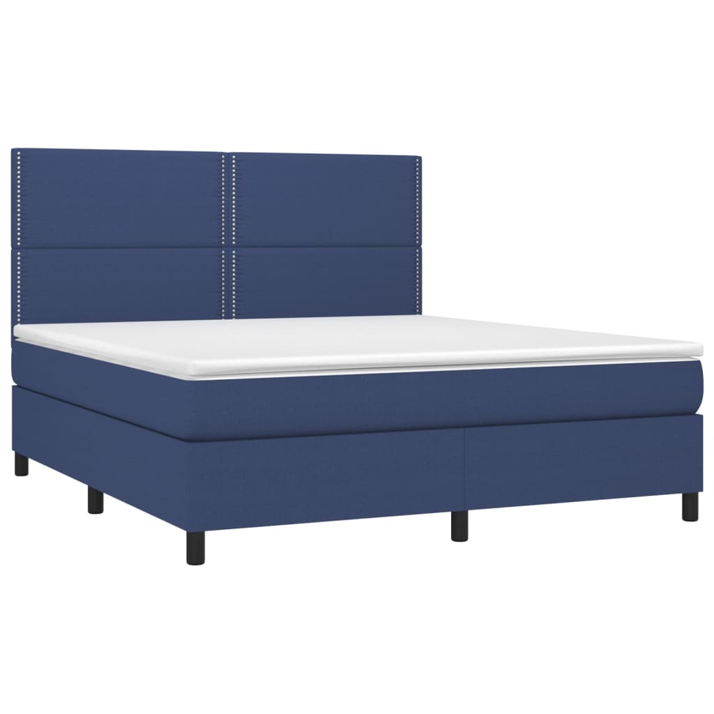 Sommier à lattes de lit et matelas et LED Bleu 180x200 cm Tissu - XIOS