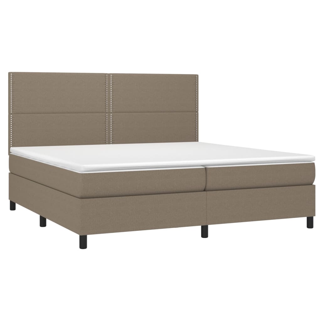 Sommier à lattes de lit et matelas et LED Taupe 200x200cm Tissu - XIOS