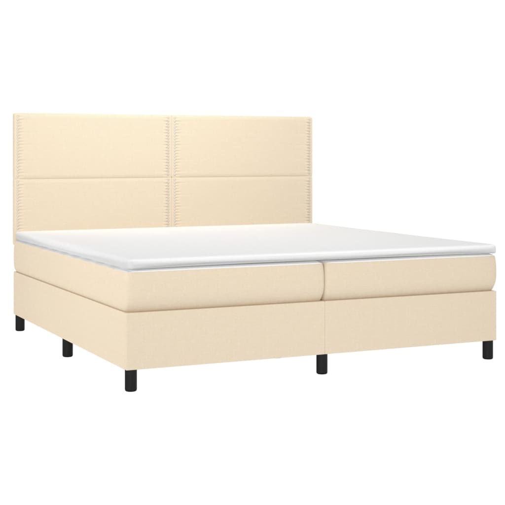 Sommier à lattes de lit et matelas et LED Crème 200x200cm Tissu - XIOS