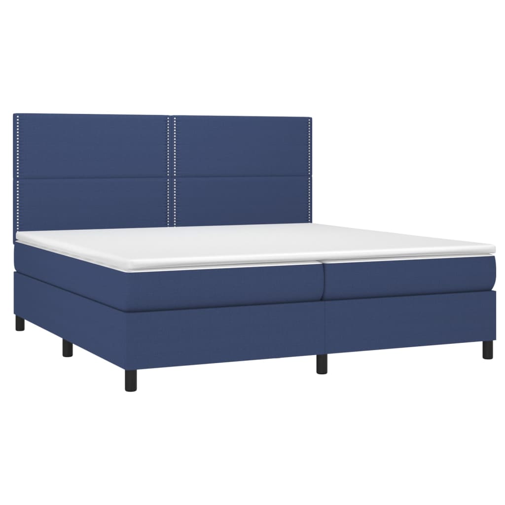 Sommier à lattes de lit et matelas et LED Bleu 200x200 cm Tissu - XIOS