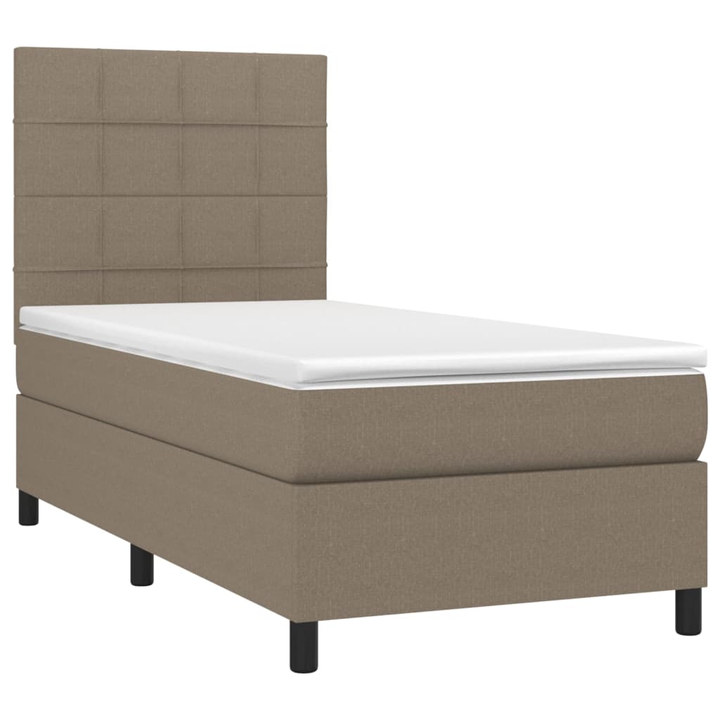 Sommier à lattes de lit et matelas et LED Taupe 100x200cm Tissu - XIOS