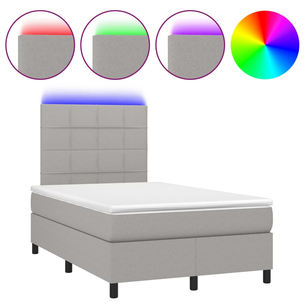 Sommier à lattes de lit et matelas et LED Gris clair 120x200 cm - XIOS