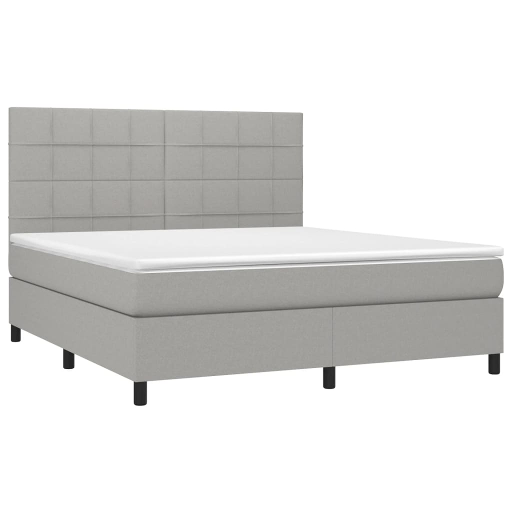 Sommier à lattes de lit et matelas et LED Gris clair 180x200 cm - XIOS
