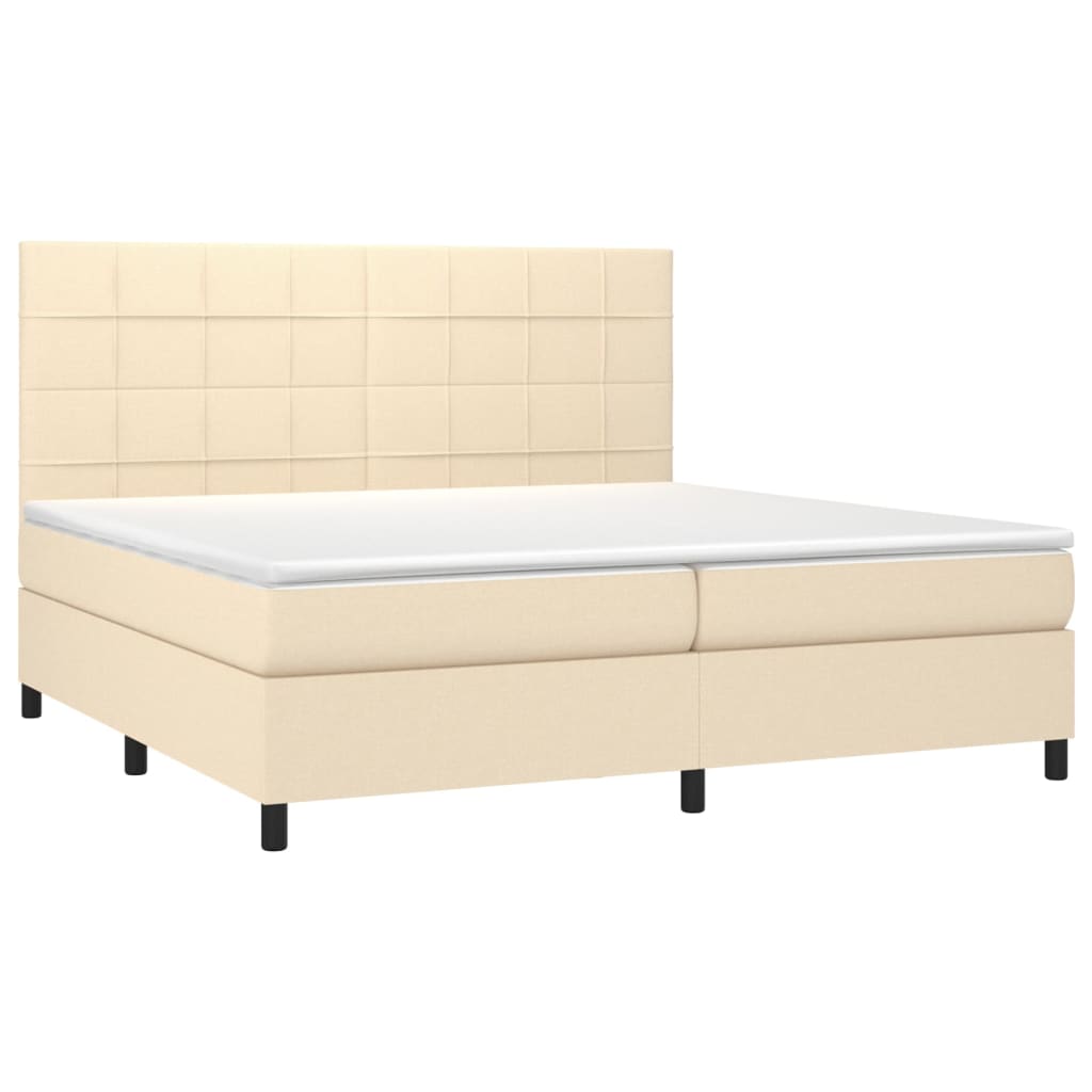 Sommier à lattes de lit et matelas et LED Crème 200x200cm Tissu - XIOS