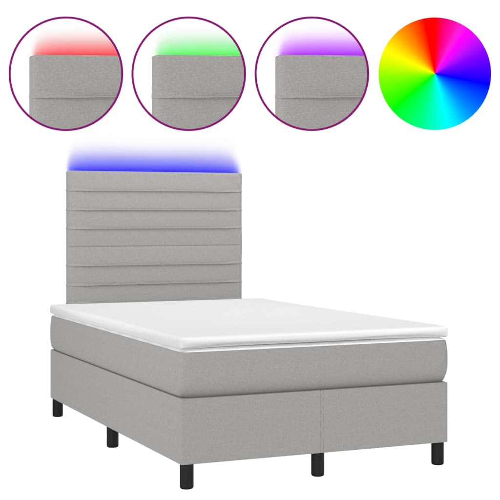 Sommier à lattes de lit et matelas et LED Gris clair 120x200 cm - XIOS