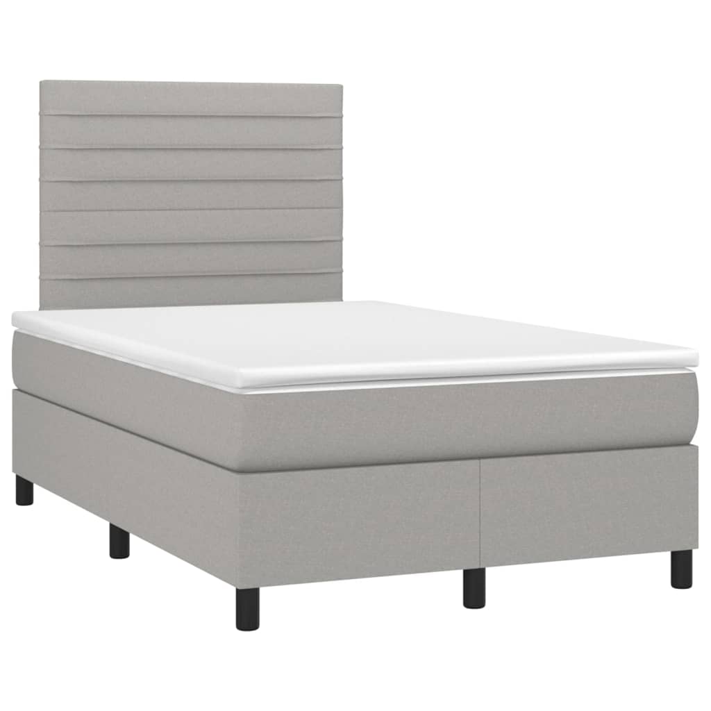 Sommier à lattes de lit et matelas et LED Gris clair 120x200 cm - XIOS