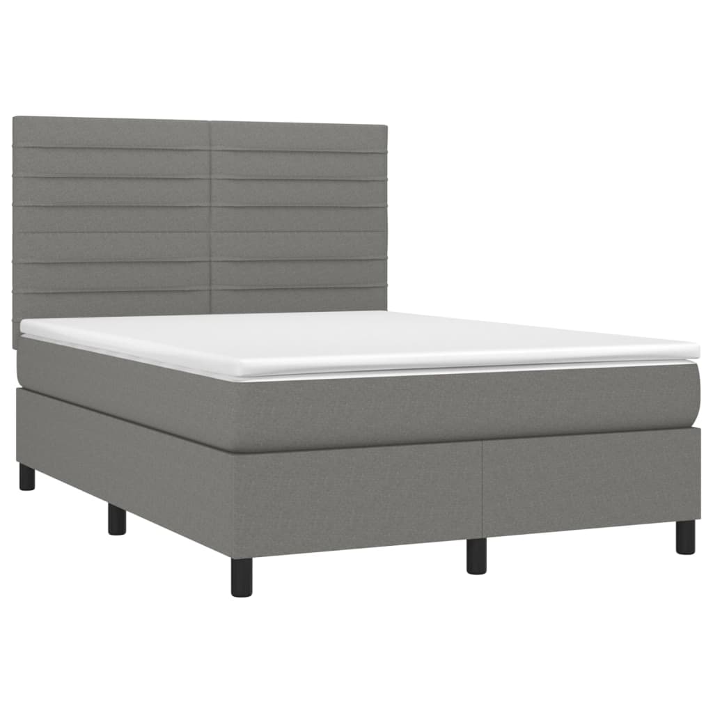Sommier à lattes de lit et matelas et LED Gris foncé 140x190 cm - XIOS