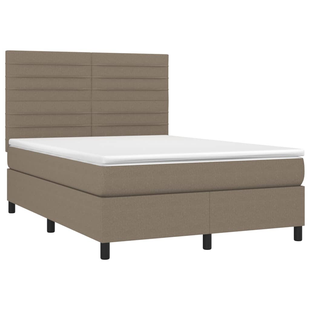 Sommier à lattes de lit et matelas et LED Taupe 140x200cm Tissu - XIOS