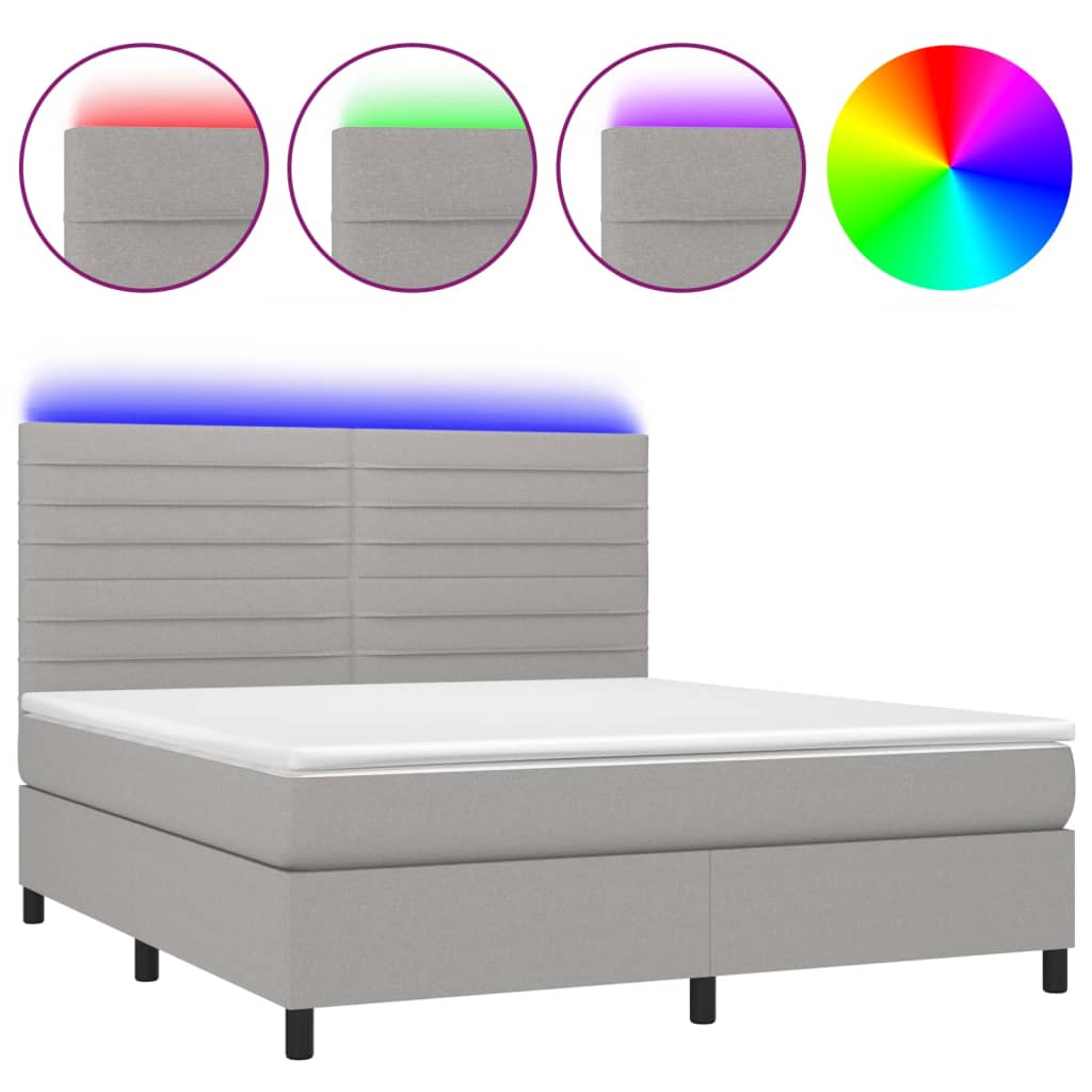 Sommier à lattes de lit et matelas et LED Gris clair 160x200 cm - XIOS
