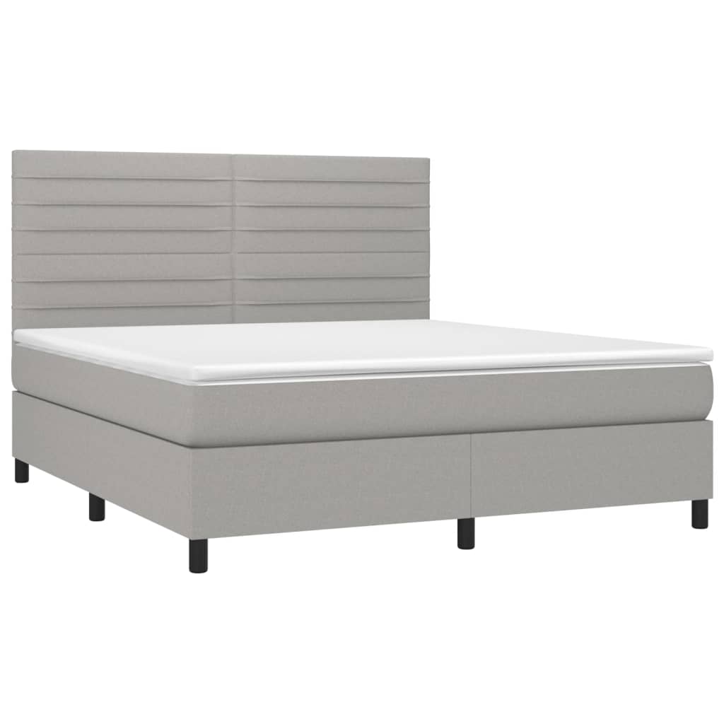Sommier à lattes de lit et matelas et LED Gris clair 180x200 cm - XIOS