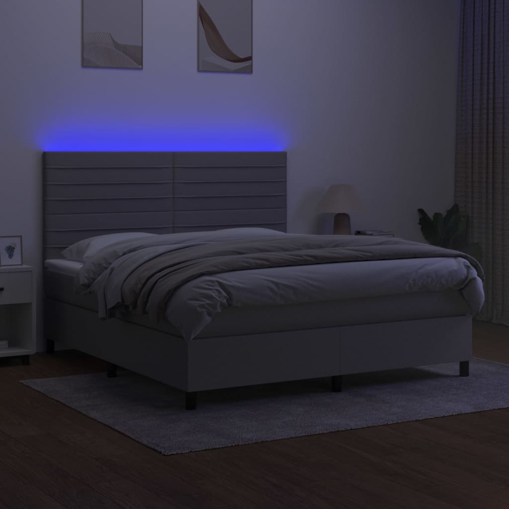 Sommier à lattes de lit et matelas et LED Gris clair 180x200 cm - XIOS