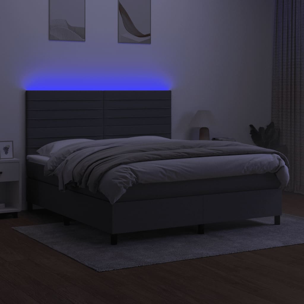 Sommier à lattes de lit et matelas et LED Gris foncé 180x200 cm - XIOS