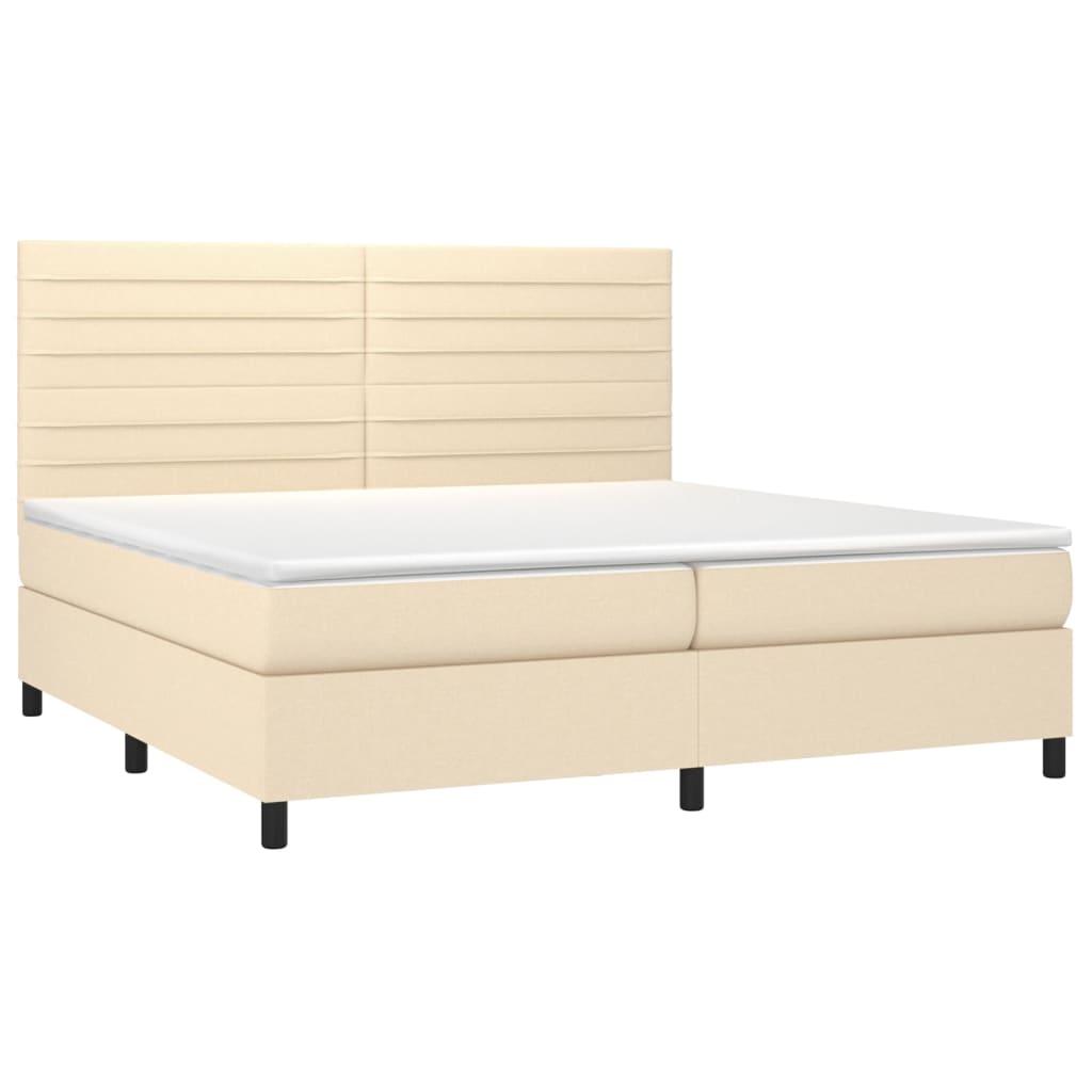 Sommier à lattes de lit et matelas et LED Crème 200x200cm Tissu - XIOS