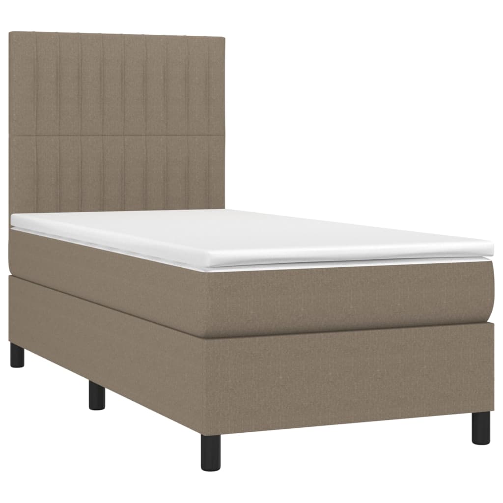 Sommier à lattes de lit et matelas et LED Taupe 80x200cm Tissu - XIOS