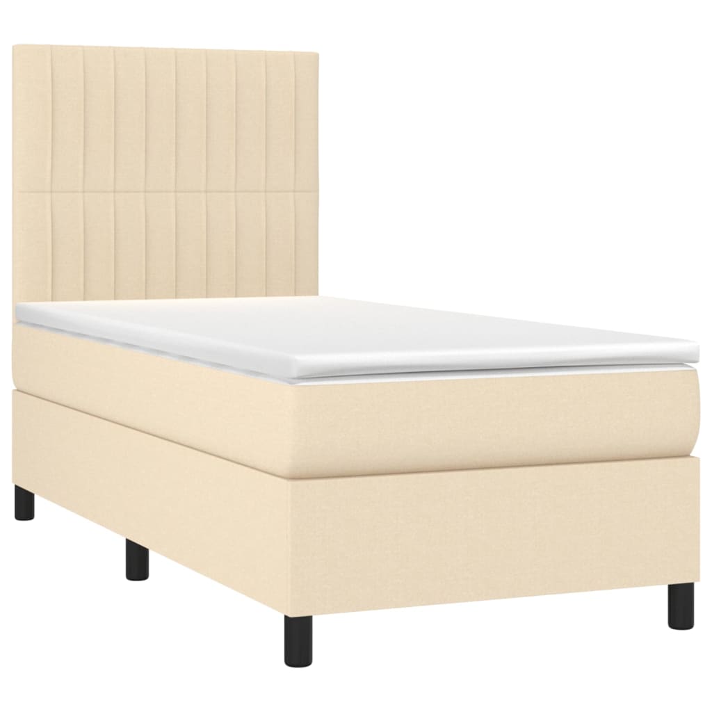 Sommier à lattes de lit et matelas et LED Crème 100x200cm Tissu - XIOS