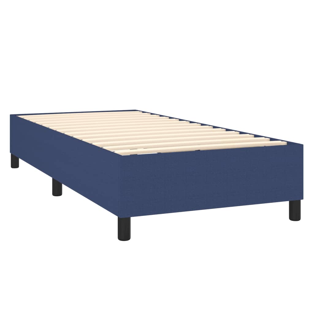 Sommier à lattes de lit et matelas et LED Bleu 100x200 cm Tissu - XIOS