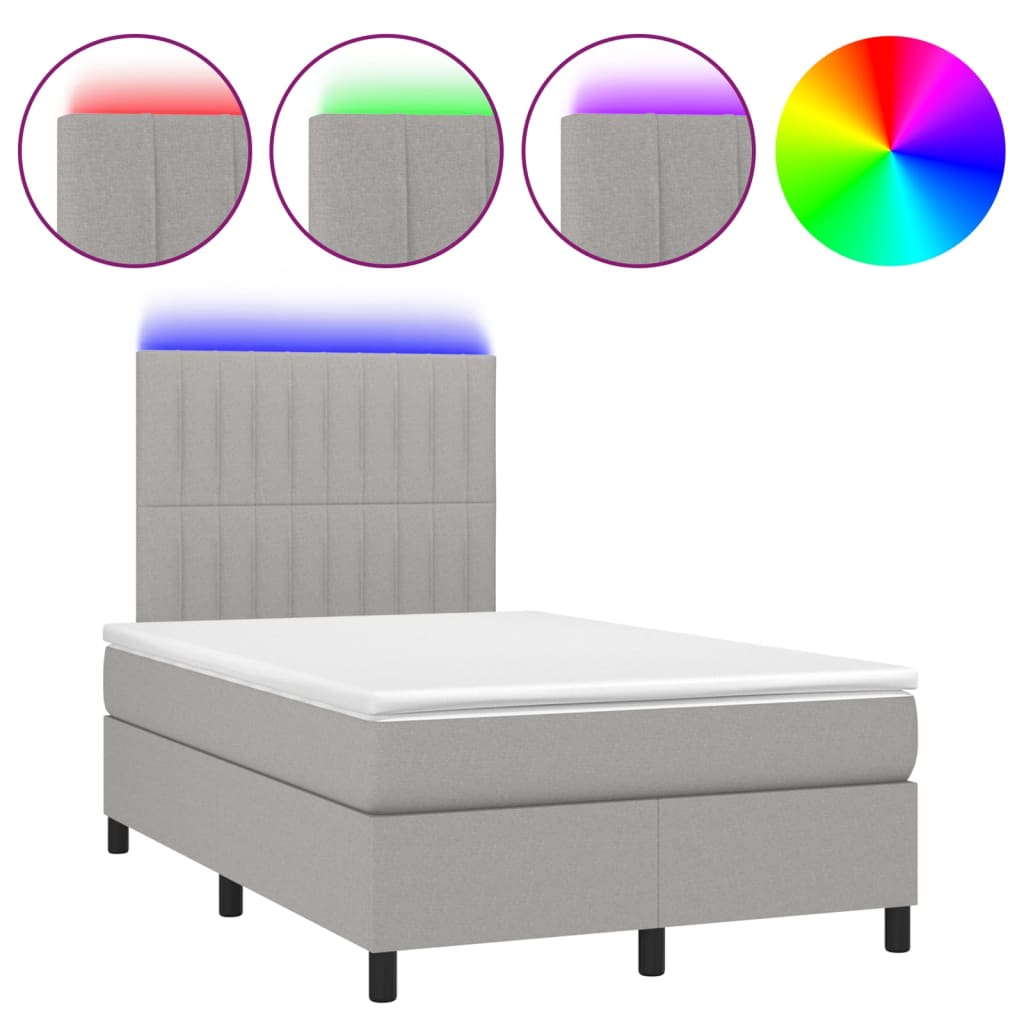 Sommier à lattes de lit et matelas et LED Gris clair 120x200 cm - XIOS