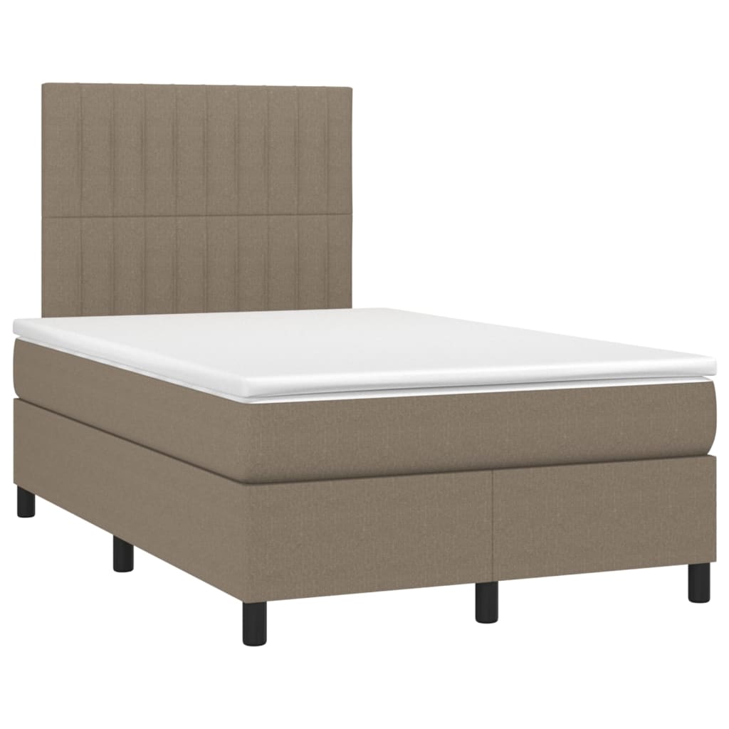 Sommier à lattes de lit et matelas et LED Taupe 120x200cm Tissu - XIOS