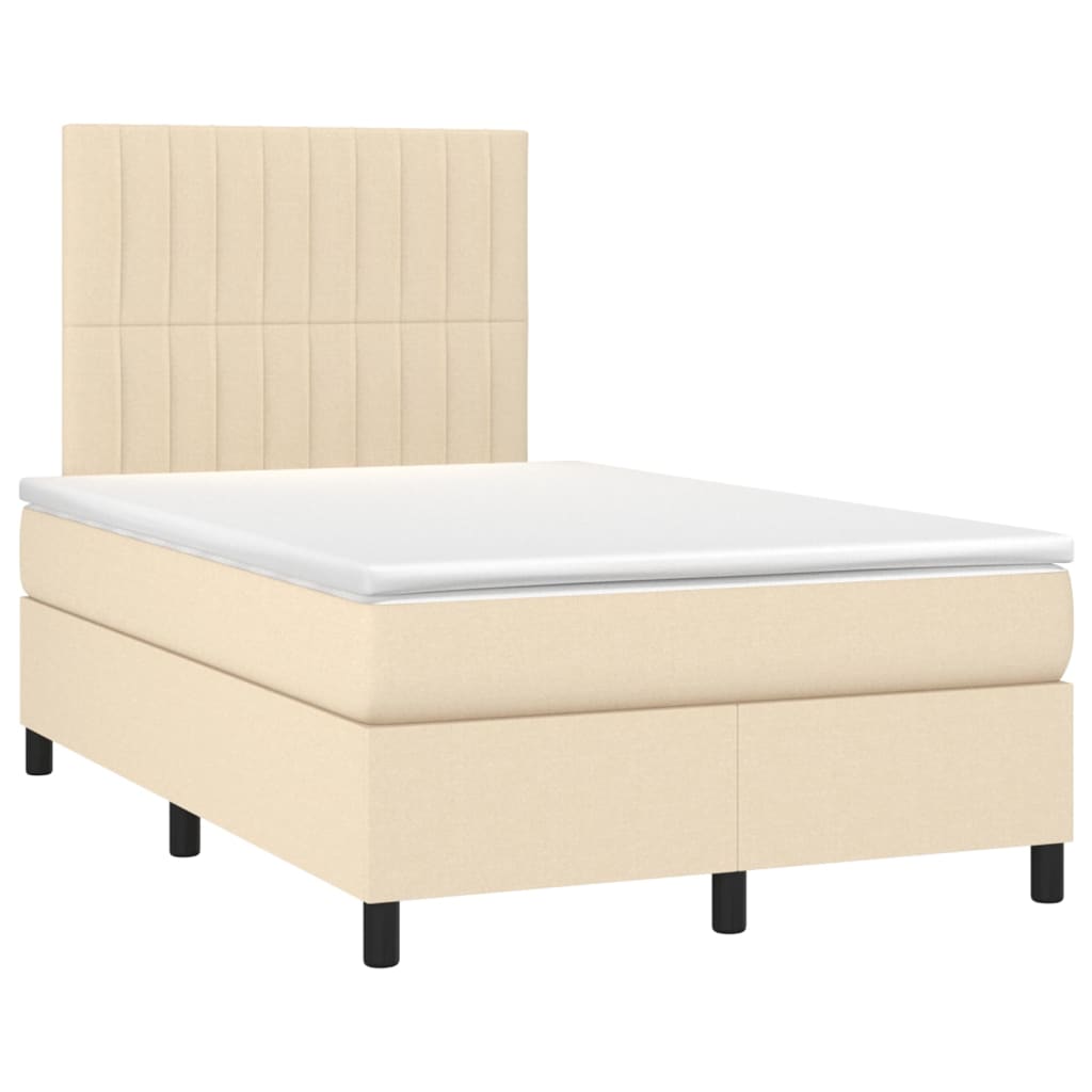 Sommier à lattes de lit et matelas et LED Crème 120x200cm Tissu - XIOS