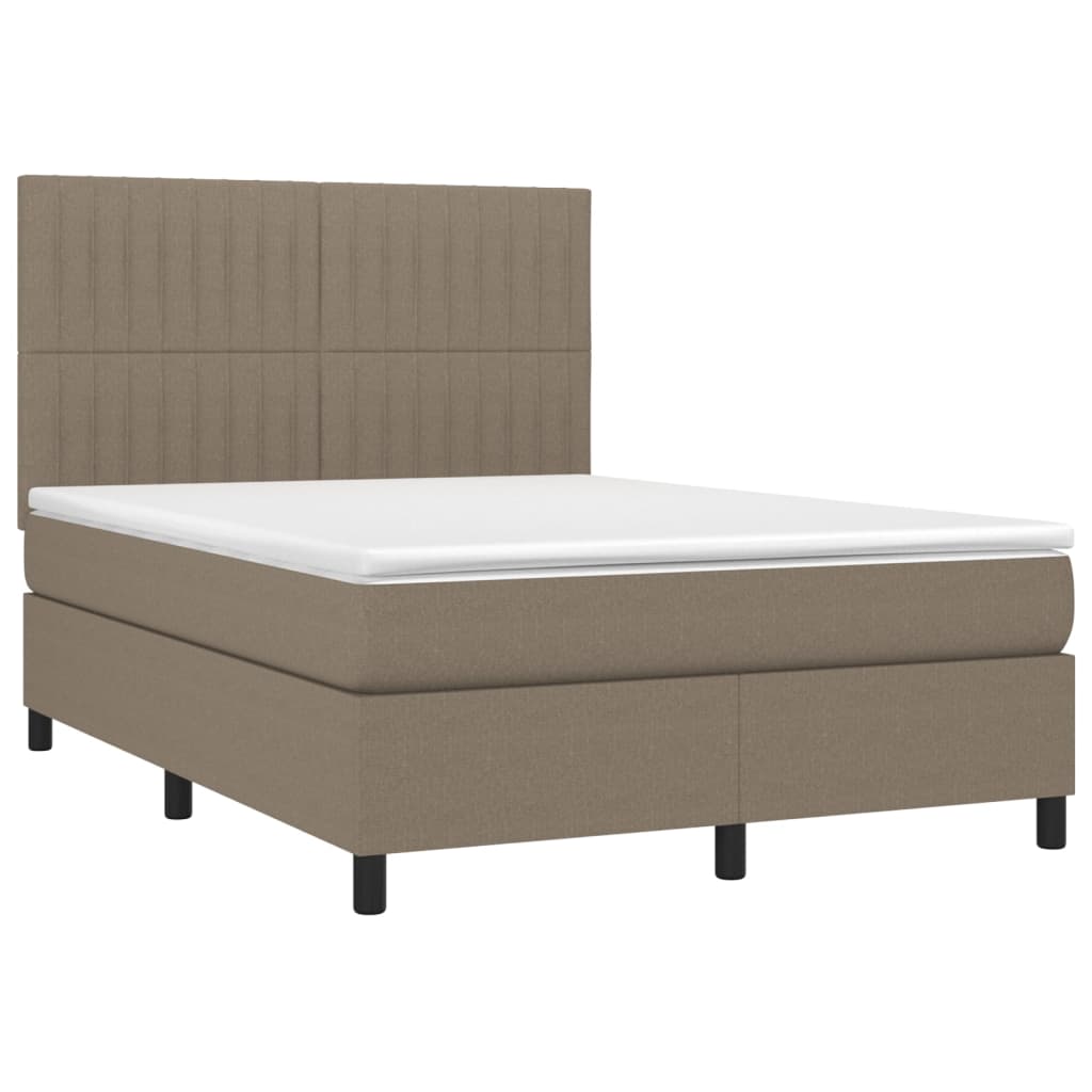 Sommier à lattes de lit et matelas et LED Taupe 140x200cm Tissu - XIOS