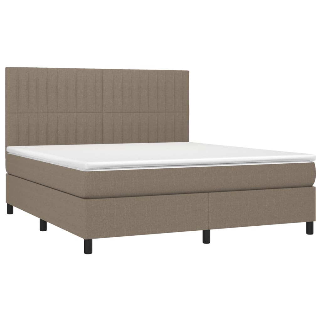 Sommier à lattes de lit et matelas et LED Taupe 180x200cm Tissu - XIOS