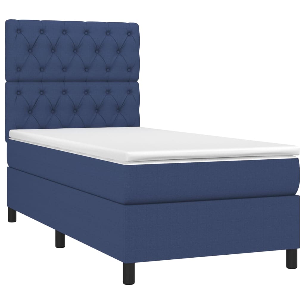 Sommier à lattes de lit avec matelas et LED Bleu 80x200cm Tissu - XIOS