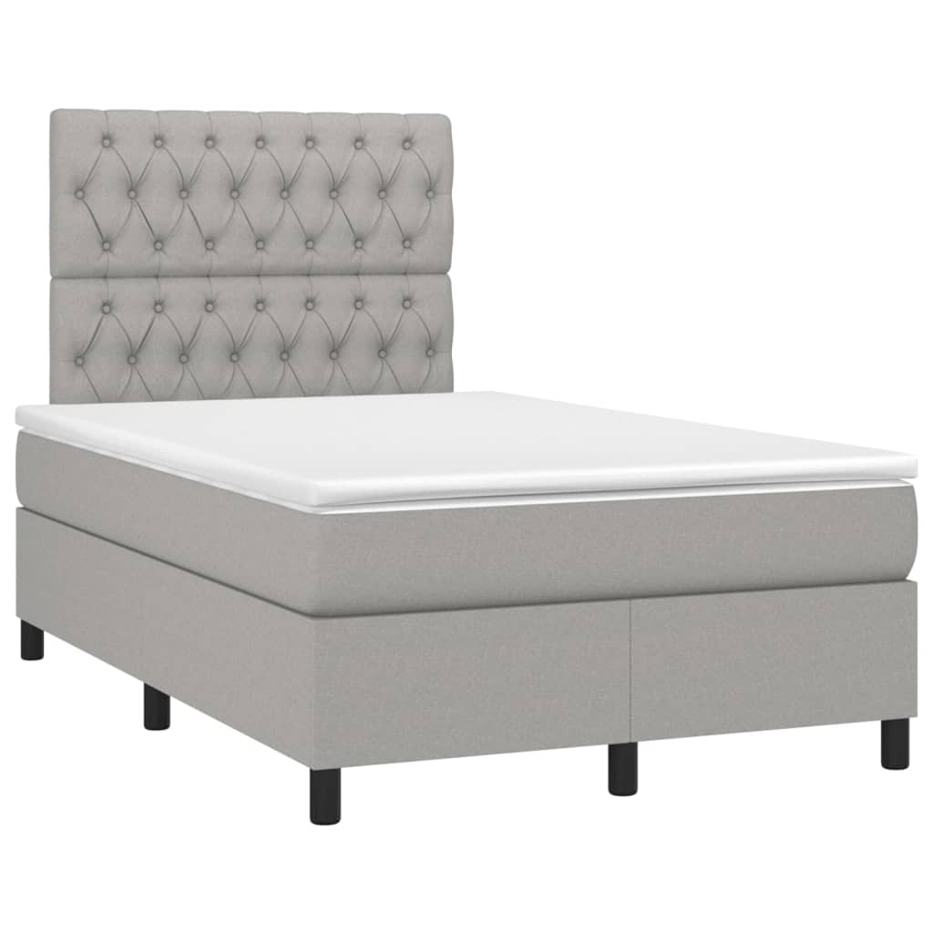 Sommier à lattes de lit et matelas et LED Gris clair 120x200 cm - XIOS