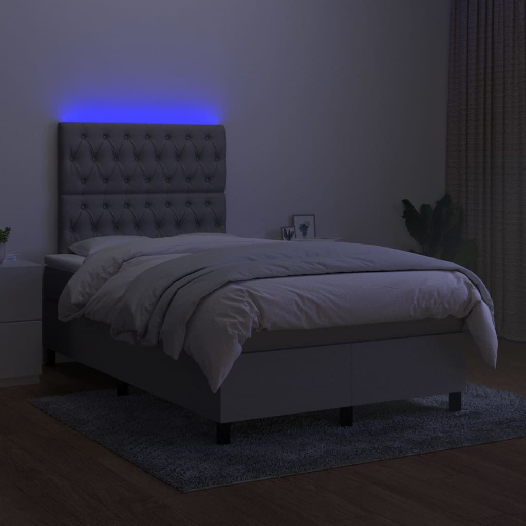 Sommier à lattes de lit et matelas et LED Gris clair 120x200 cm - XIOS