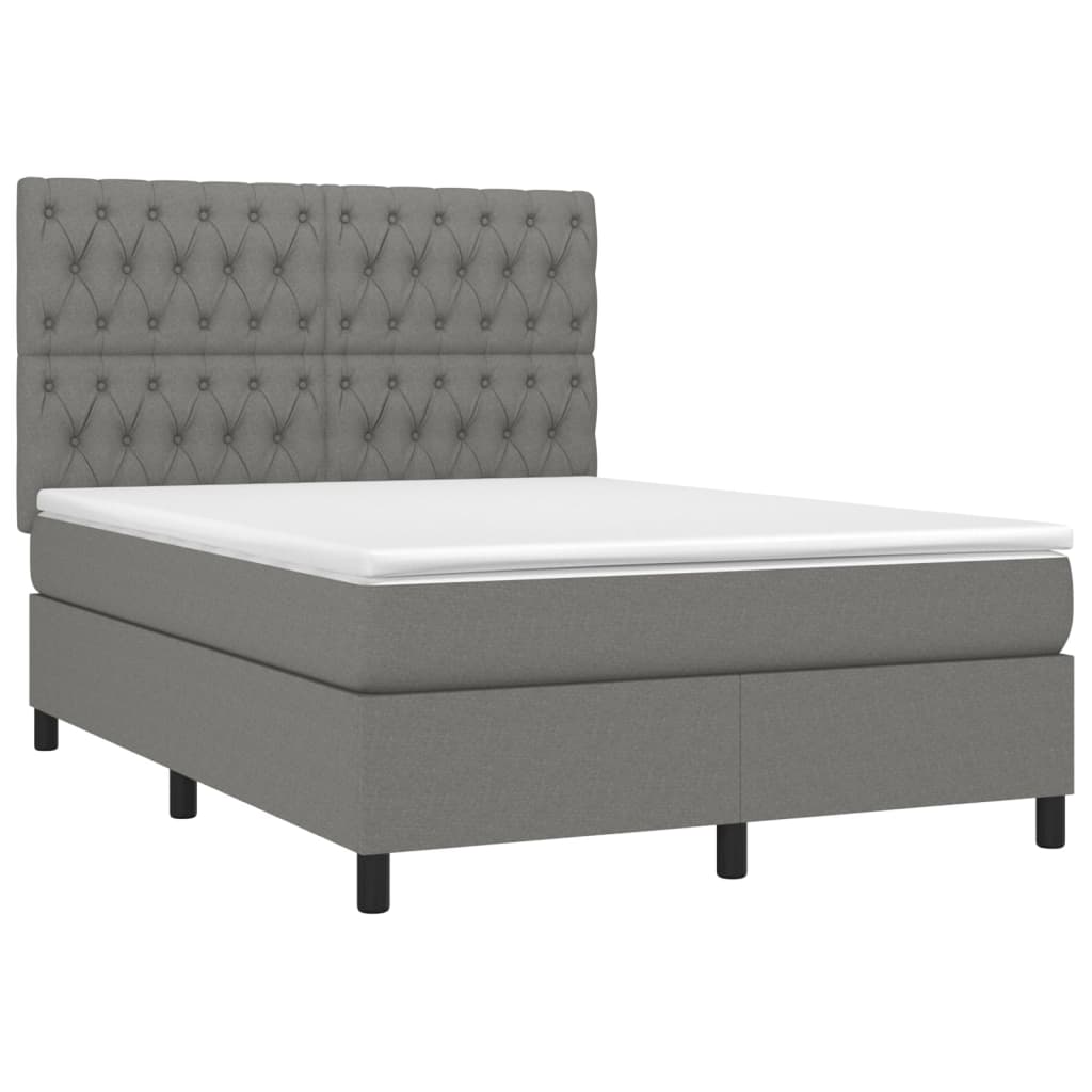 Sommier à lattes de lit et matelas et LED Gris foncé 140x200 cm - XIOS