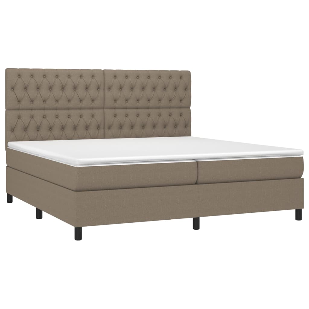 Sommier à lattes de lit et matelas et LED Taupe 200x200cm Tissu - XIOS