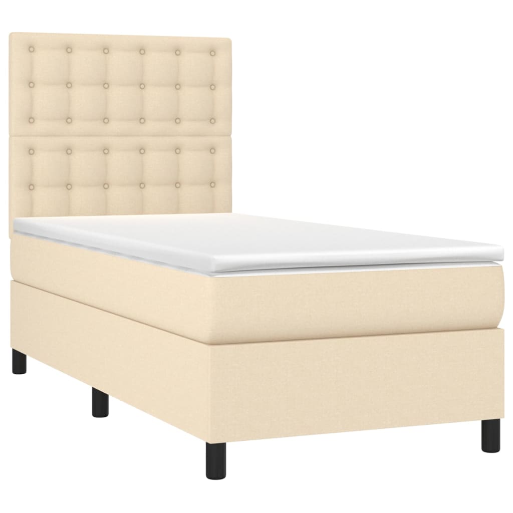 Sommier à lattes de lit et matelas et LED Crème 90x190 cm Tissu - XIOS