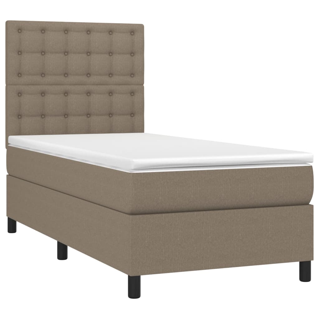 Sommier à lattes de lit et matelas et LED Taupe 100x200cm Tissu - XIOS