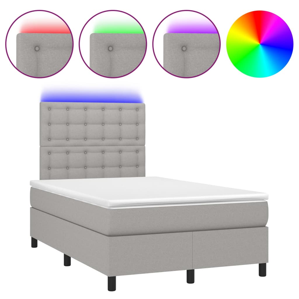 Sommier à lattes de lit et matelas et LED Gris clair 120x200 cm - XIOS