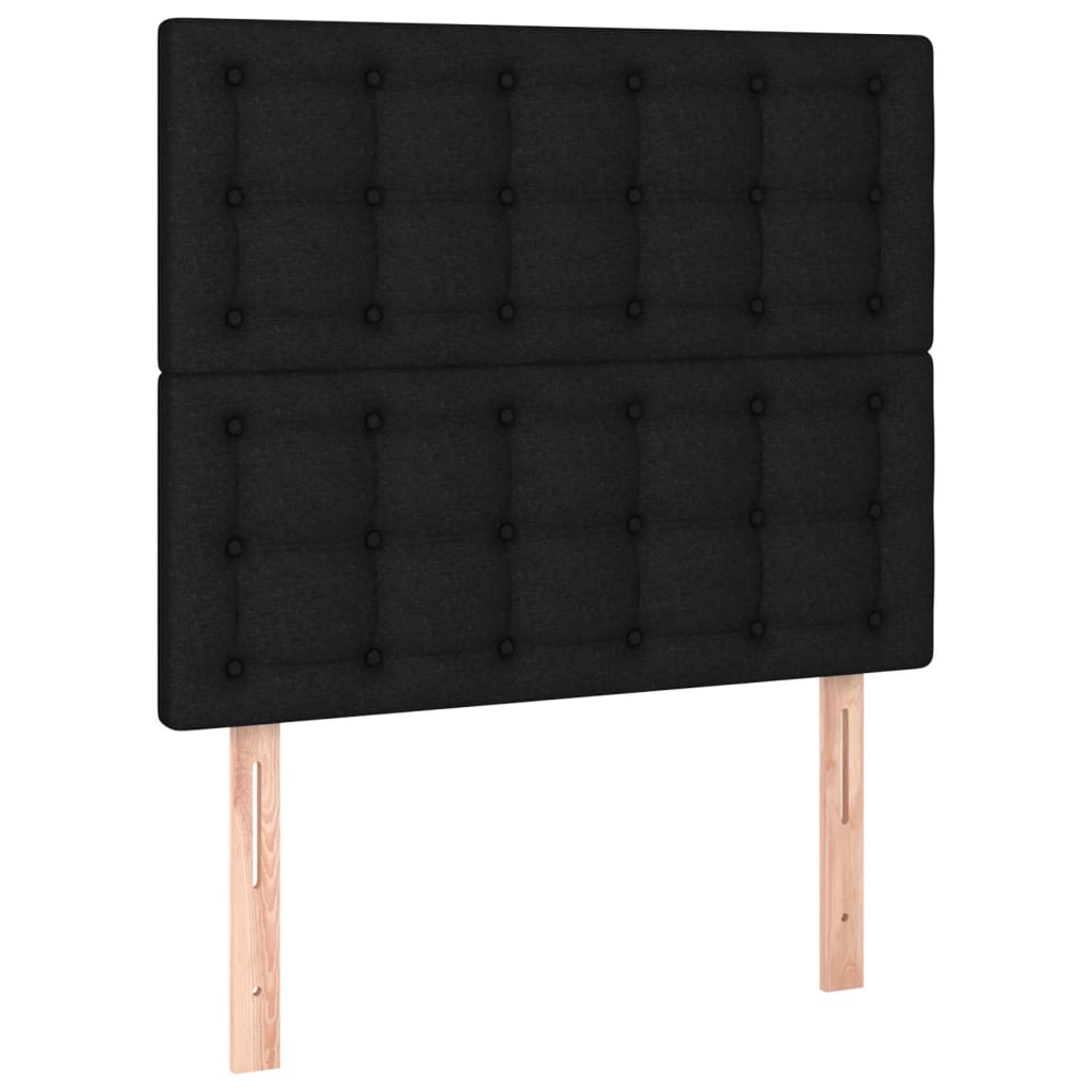 Sommier à lattes de lit et matelas et LED Noir 120x200 cm Tissu - XIOS