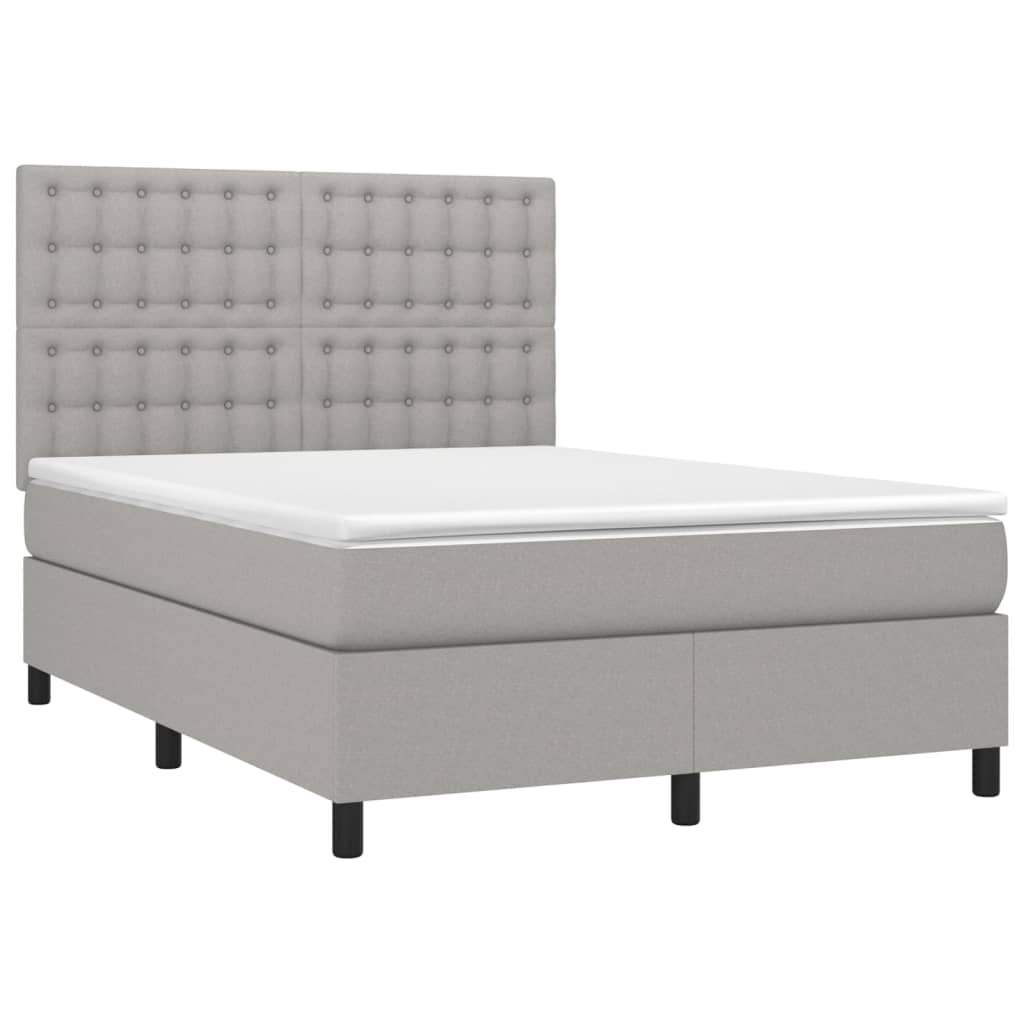 Sommier à lattes de lit et matelas et LED Gris clair 140x190 cm - XIOS
