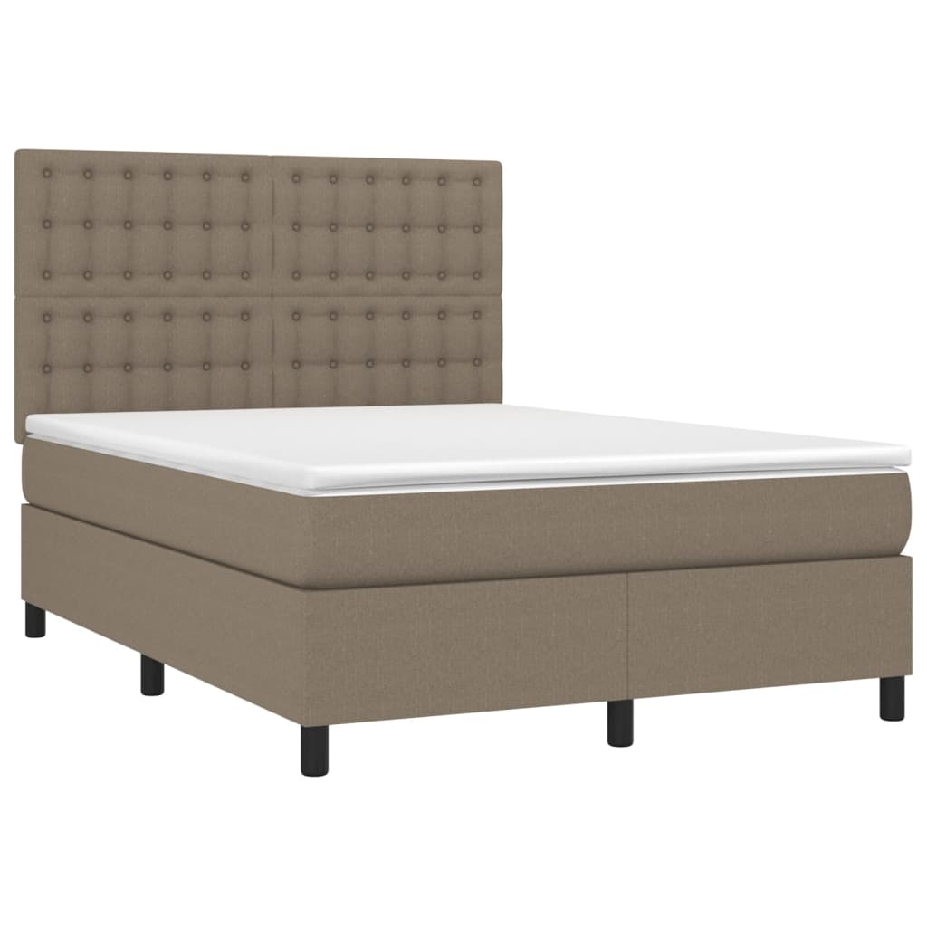 Sommier à lattes de lit et matelas et LED Taupe 140x200cm Tissu - XIOS