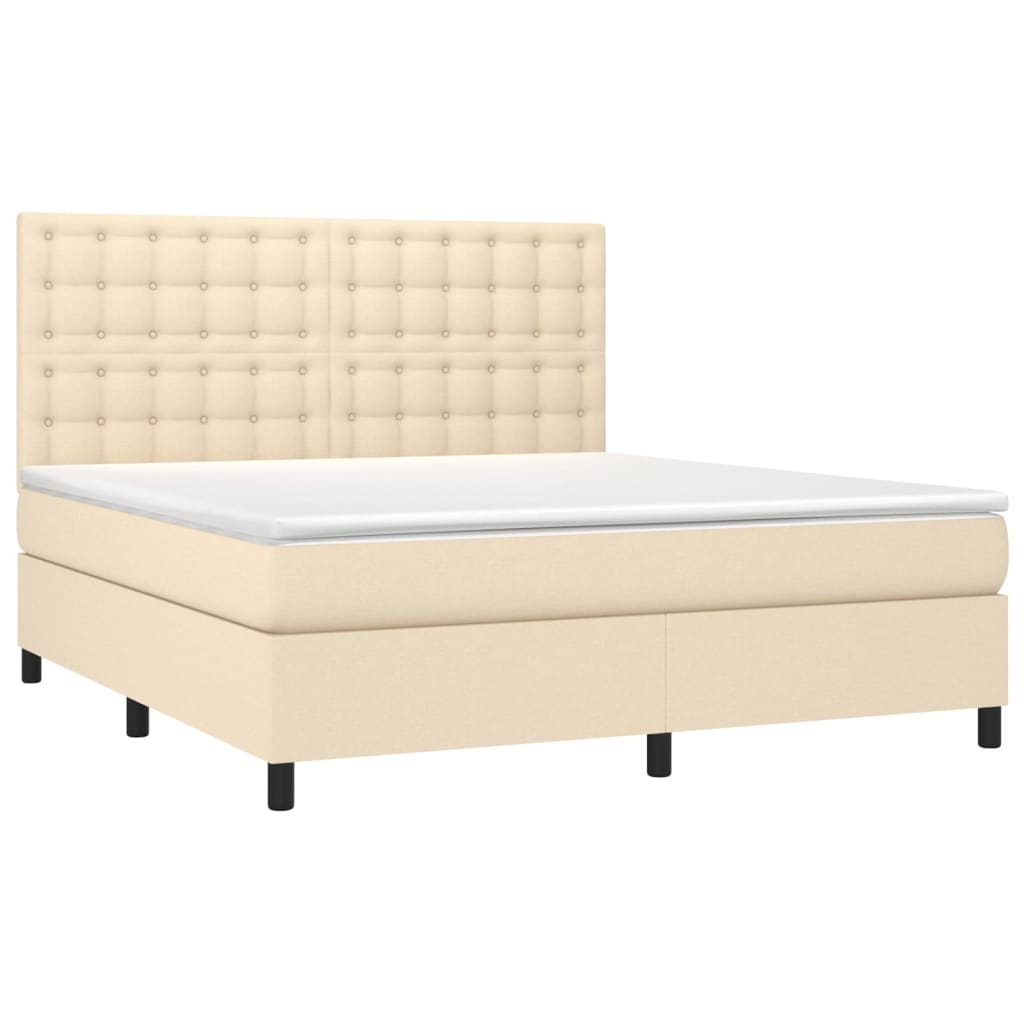 Sommier à lattes de lit et matelas et LED Crème 160x200cm Tissu - XIOS