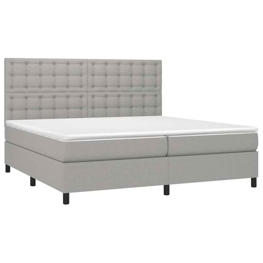Sommier à lattes de lit et matelas et LED Gris clair 200x200 cm - XIOS