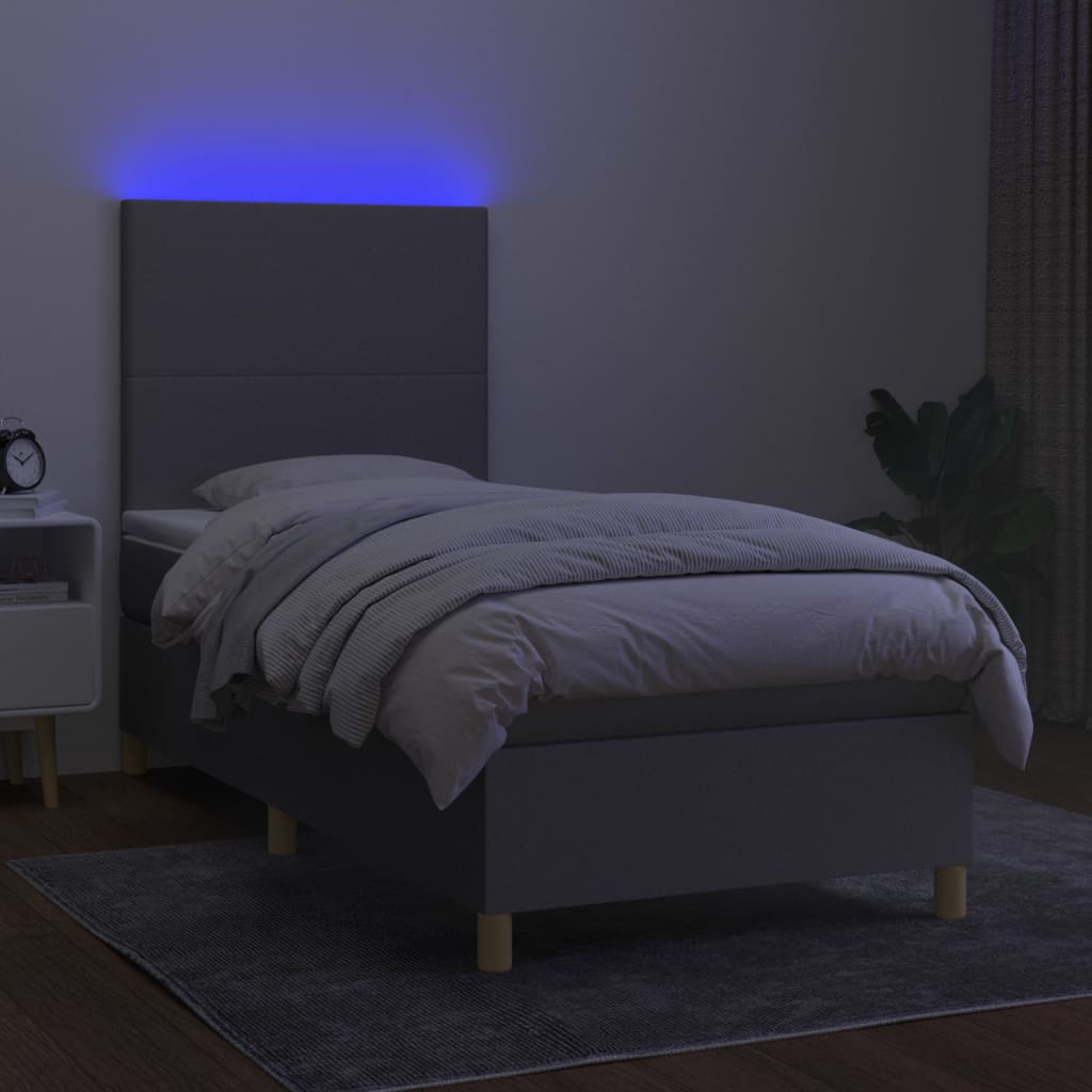 Sommier à lattes de lit avec matelas et LED Gris clair 90x190cm - XIOS