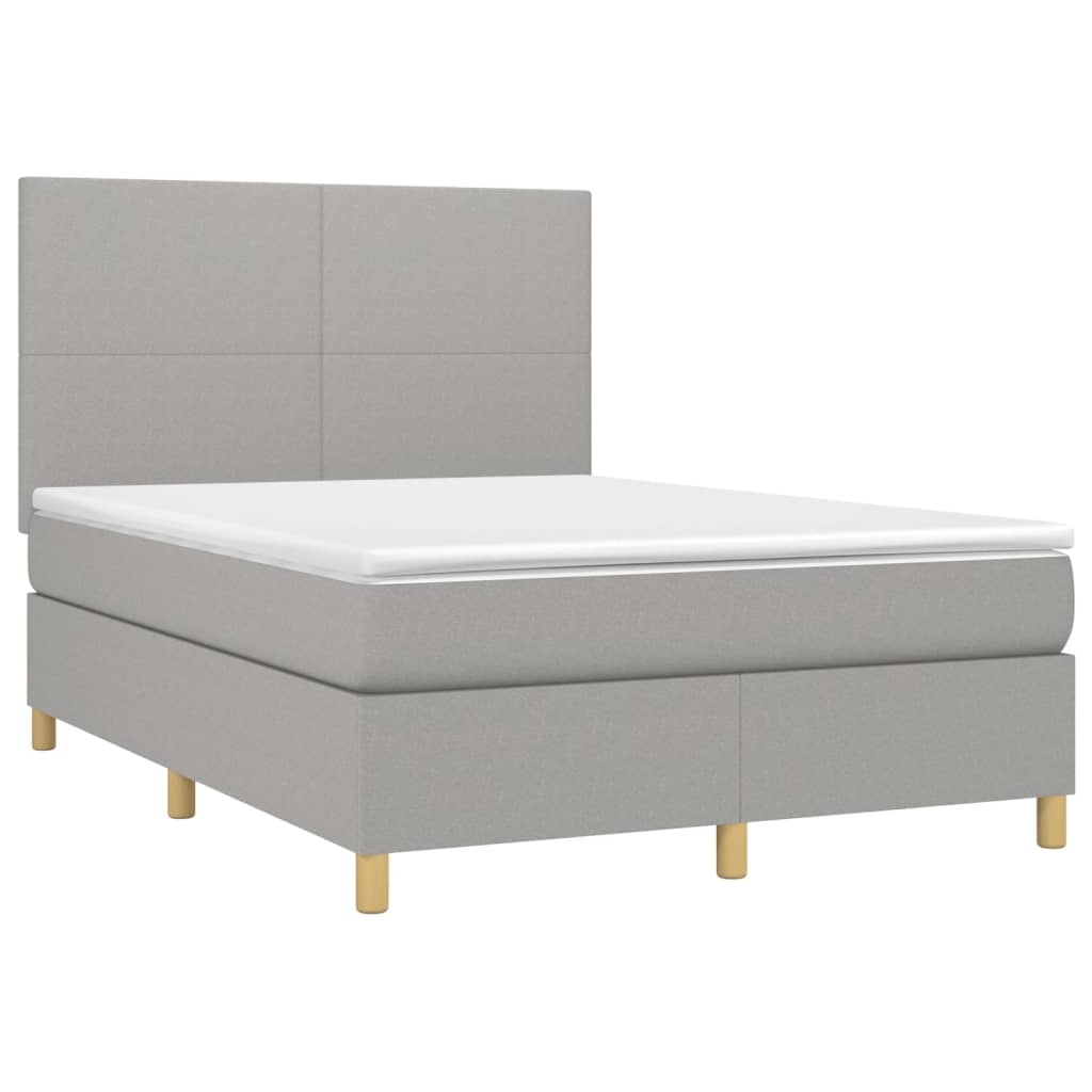 Sommier à lattes de lit et matelas et LED Gris clair 140x190 cm - XIOS