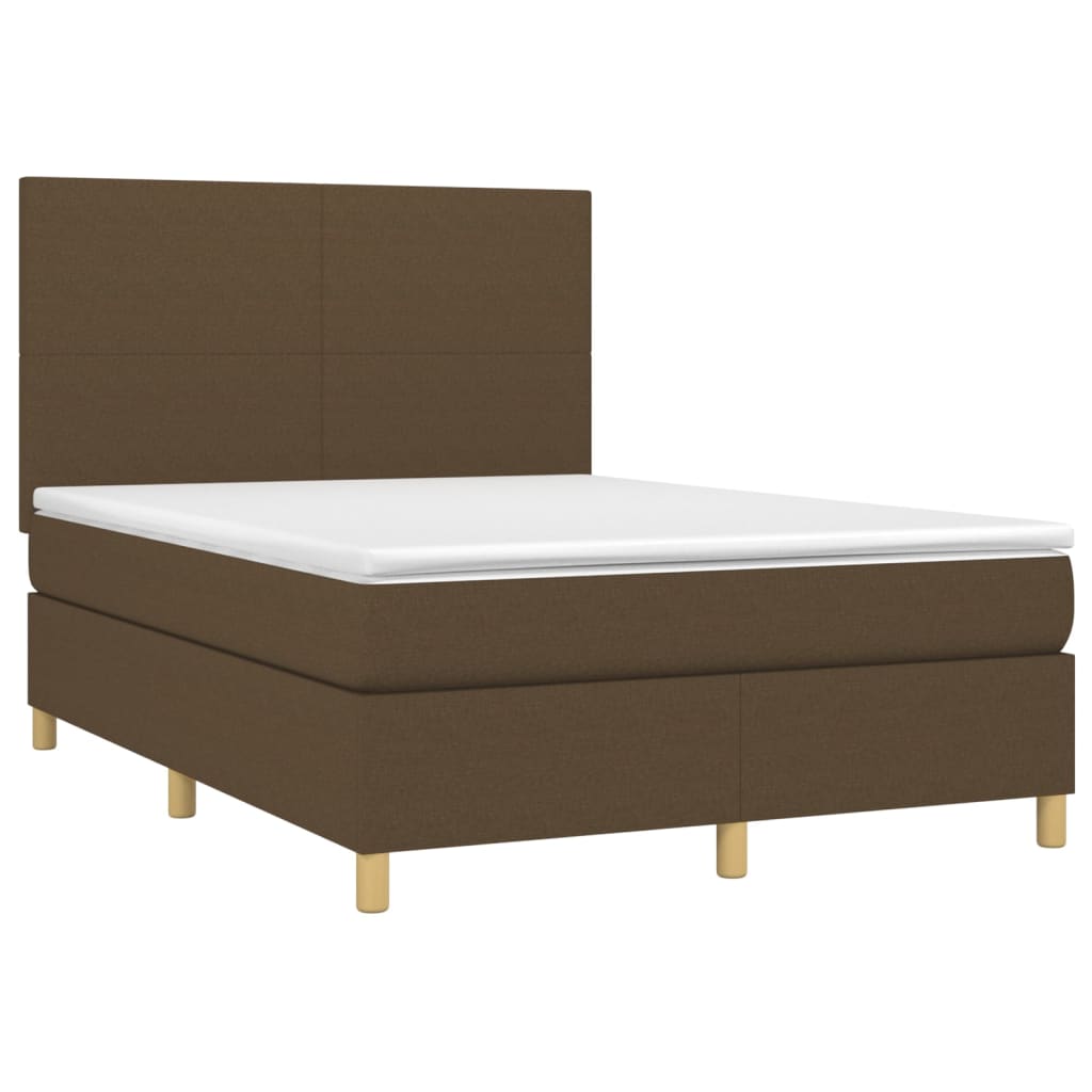 Sommier à lattes de lit matelas et LED Marron foncé 140x200 cm - XIOS