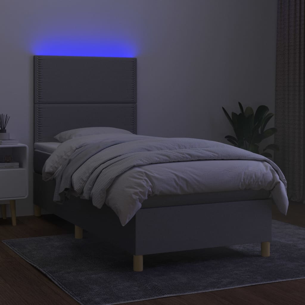 Sommier à lattes de lit avec matelas et LED Gris clair 90x190cm - XIOS