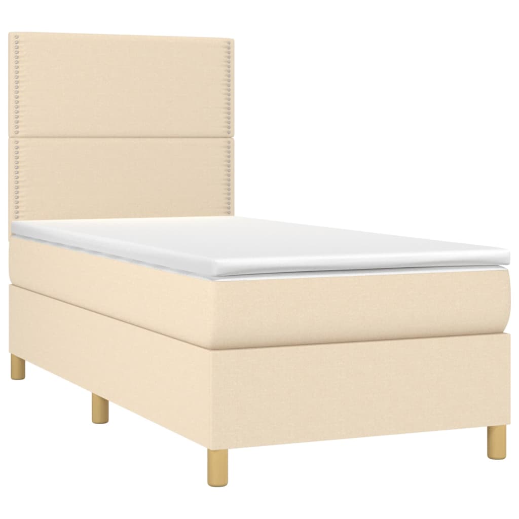 Sommier à lattes de lit et matelas et LED Crème 100x200cm Tissu - XIOS
