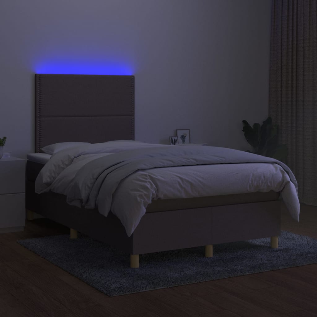 Sommier à lattes de lit et matelas et LED Taupe 120x200cm Tissu - XIOS