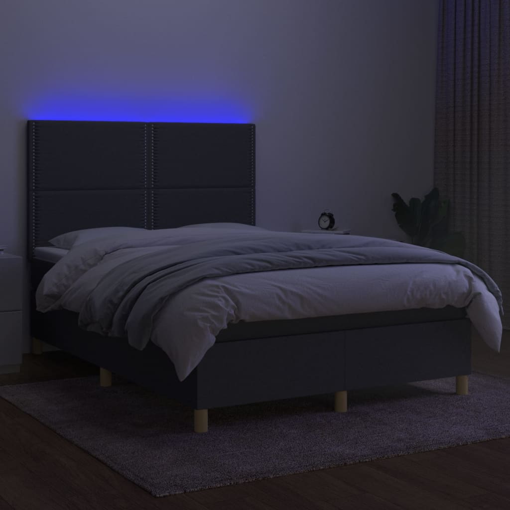 Sommier à lattes de lit et matelas et LED Gris foncé 140x200 cm - XIOS