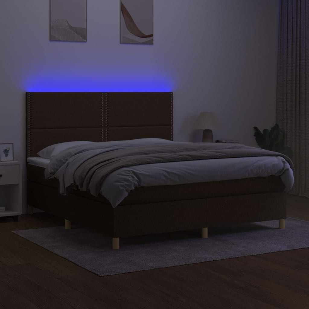 Sommier à lattes de lit matelas et LED Marron foncé 180x200cm - XIOS