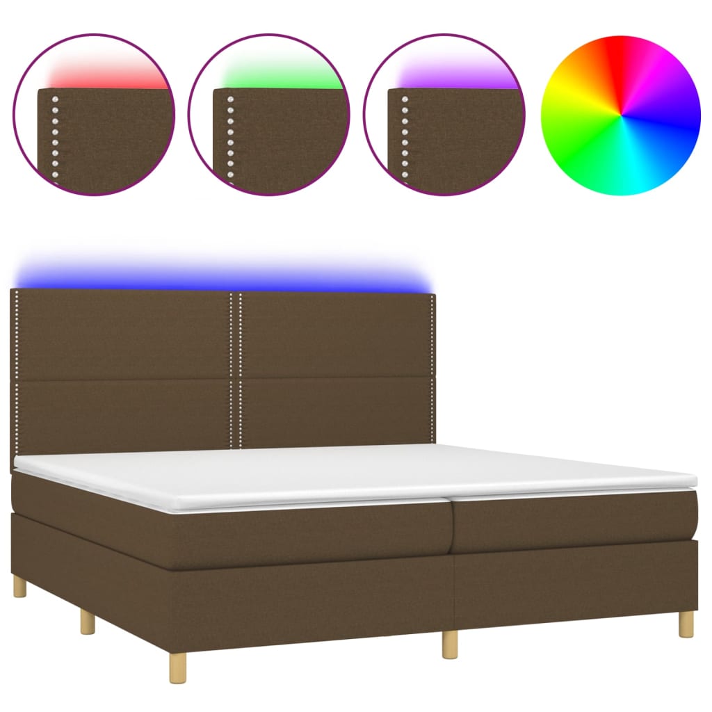 Sommier à lattes de lit matelas et LED Marron foncé 200x200 cm - XIOS