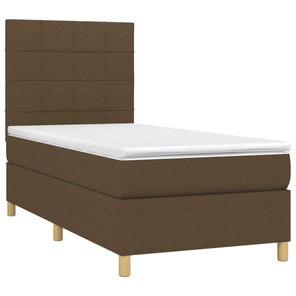Sommier à lattes de lit et matelas et LED Marron foncé 90x190cm - XIOS