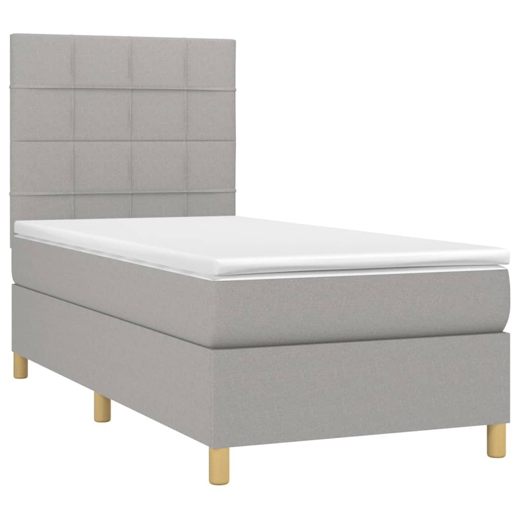Sommier à lattes de lit et matelas et LED Gris clair 90x200 cm - XIOS